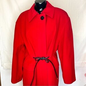 JONES NEW YORK Wool Cashmere Coat | Red | Belted | Size 10 | Made in Canada